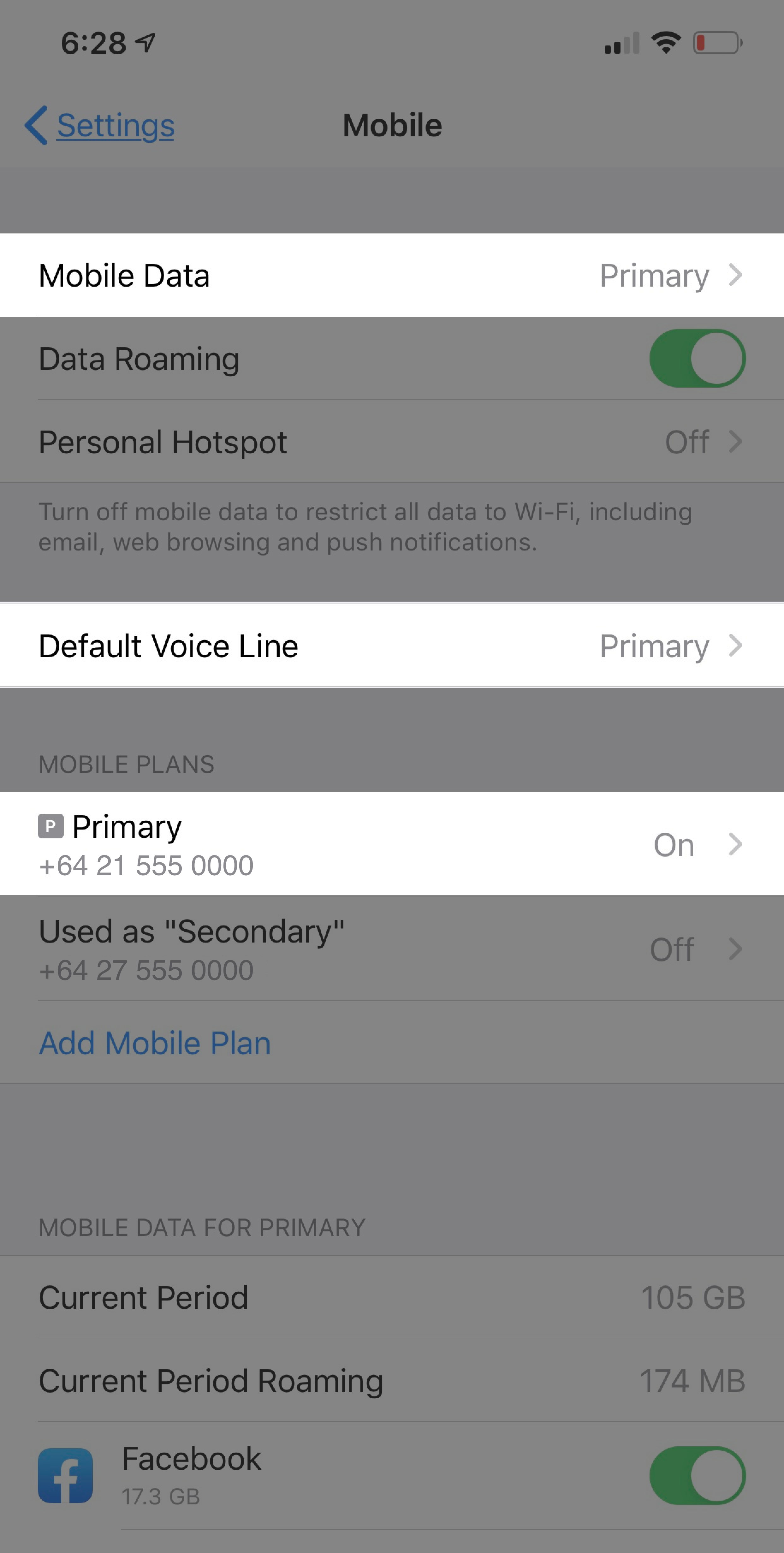 Primary mobile line