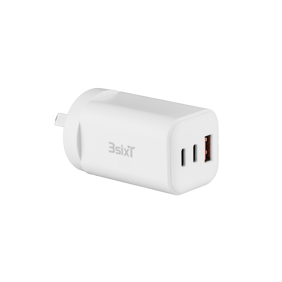 3Sixt Wall Charger GaN 65W USB-C X2 + USB-A - White