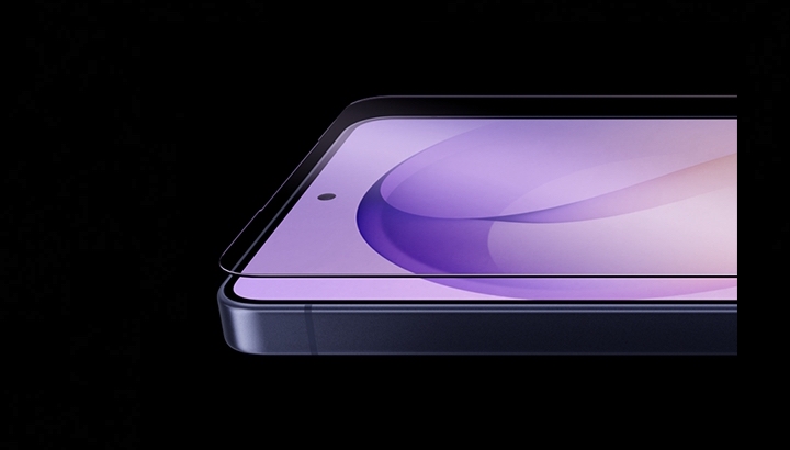 Galaxy S26 Ultra is seen horizontally from the main screen. A sheet of glass hovers over the screen.