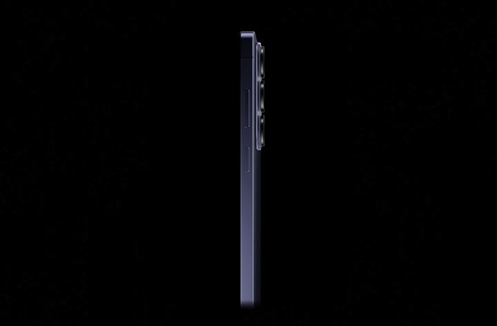 Galaxy S26 Ultra in Cobalt Violet is seen from the side to show the slim profile.