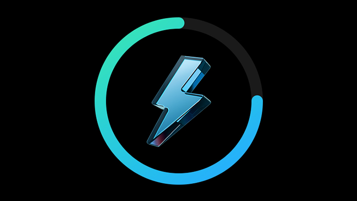 A lightning bolt is surrounded by a partially filled-out circle to indicate the amount of power charged. Up to 75 percent charge in around 30 minutes.