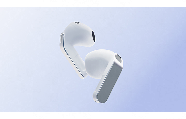 A pair of Galaxy Buds4 in White.
