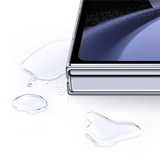 Close-up image showing water droplets on Galaxy Z Fold5 screen