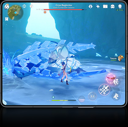 Image showing video gameplay on an unfolded Galaxy Z Fold5