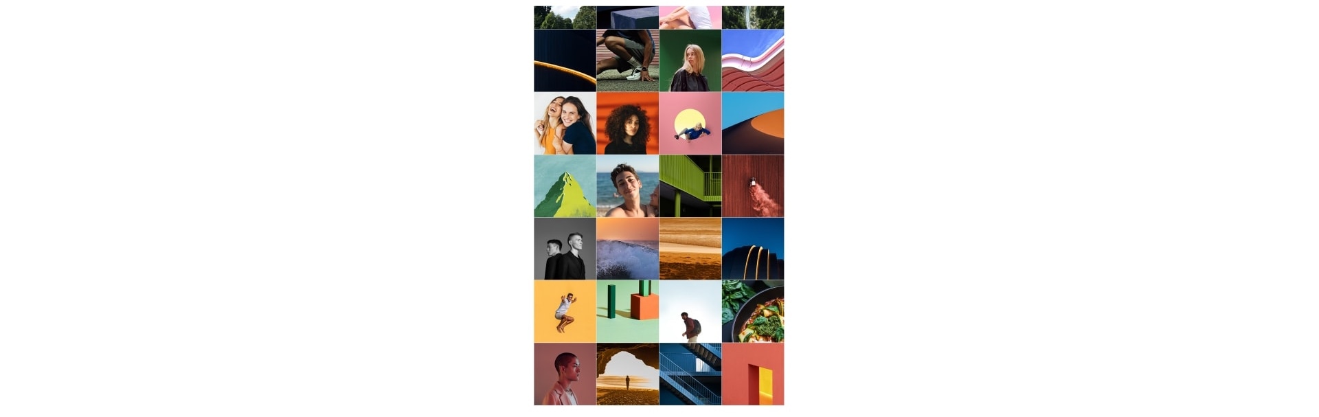 A collage of high-resolution images in square format, communicating powerful storage and multimedia technology for the Samsung Note20.