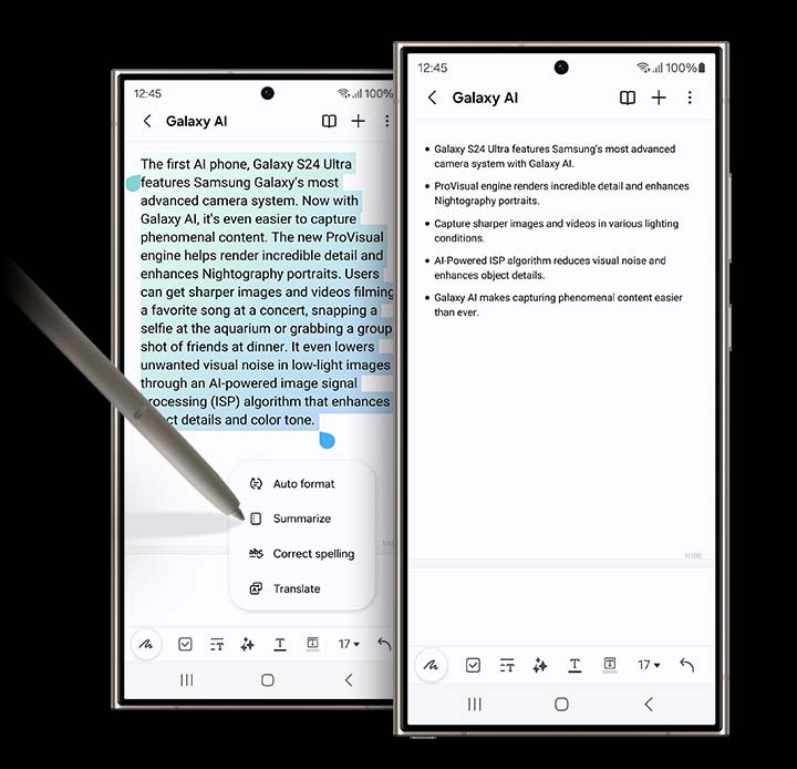 Galaxy AI notes assistant