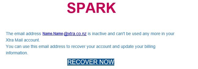 Xtra Mail scam screenshot